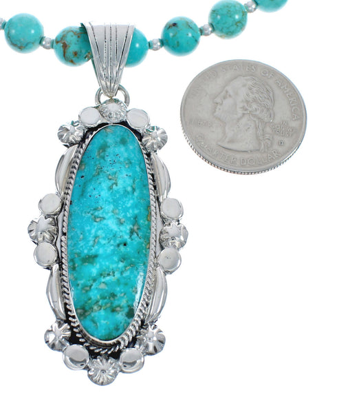 Sterling Silver Turquoise Native American Bead Necklace Set JX126975